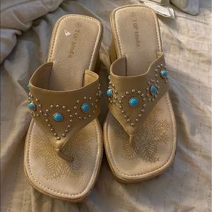 Top moda wedge flip flop sandals 9-10w